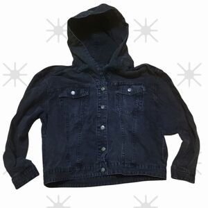 Wild Fable Black Denim Hooded Trucker Jacket - Women’s Size Medium - Oversized